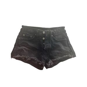 Ksubi shorts black leather and denim size 24 black